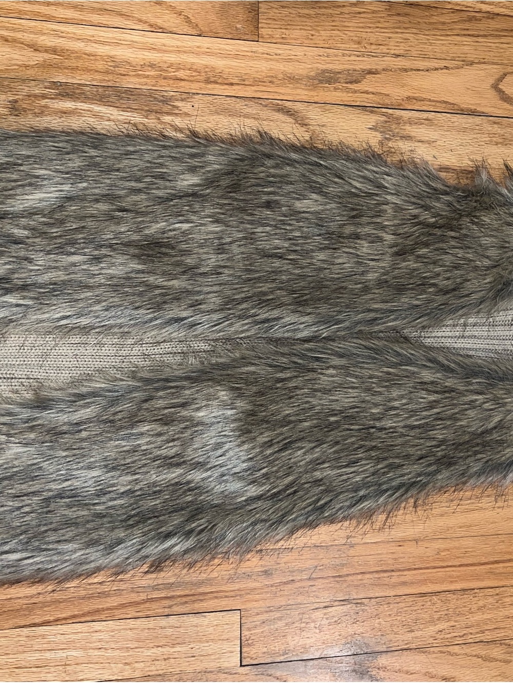 Hippie Rose Beige Knit Vest with Gray-Brown Faux Fur Trim